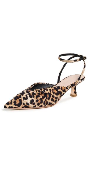 Loeffler Randall Rio Smocked Kitten Heels Leopard 7