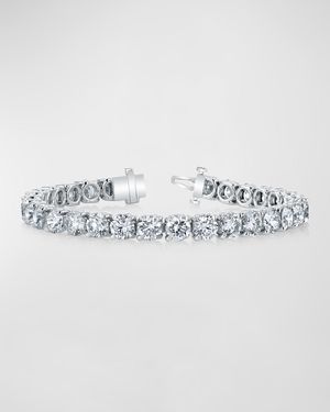 18K Gold Round-Cut Diamond Buttercup Tennis Bracelet, 16.50tcw, 7"L