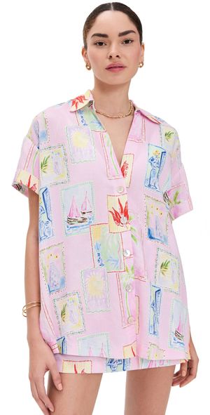 Show Me Your Mumu Parker Button Down Shirt Summer Soleil Linen XL