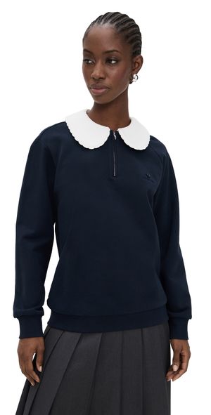 SHUSHU/TONG Doll Collar Oversized Sweatshirt Navy Blue 8