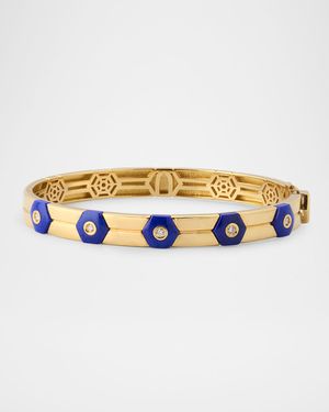 18K Yellow Gold Baia Sommersa Diamond and Lapis Bangle Bracelet