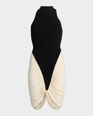 Atticus Sleeveless Draped Knit Mini Dress