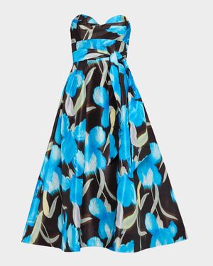Ingrid Strapless Floral-Print Midi Dress