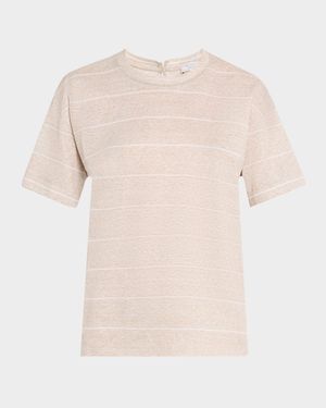 Striped Crewneck Cotton-Linen Shirt