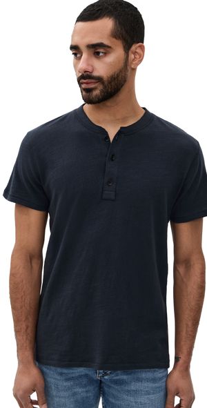 rag & bone Classic Short Sleeve Henley Deep Navy M