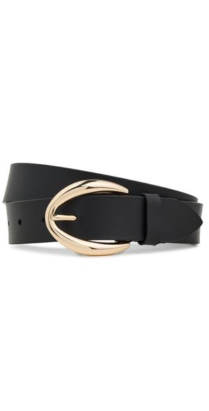 Vince Calf Leather Belt 30mm Black/Polished Gold XS