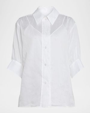 Volume Short-Sleeve Cotton Boxy Shirt