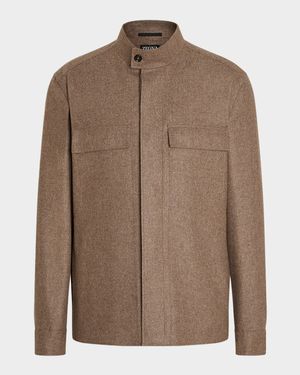Men's Melange Cashmere Overshirt with Pockets