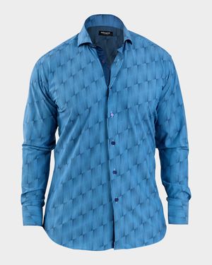 Men's Einstein Abstract Linework Stretch Sport Shirt