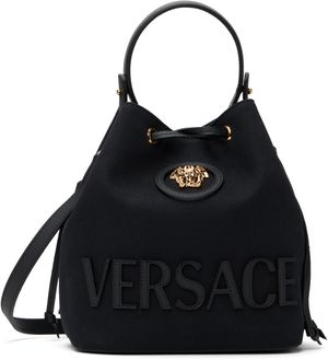 Versace Black 'La Medusa' Canvas Bucket Bag