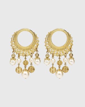 Round Pearly Drop Earrings