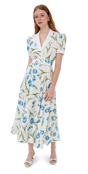 Rodarte Short Sleeve Silk Twill Dress White 2