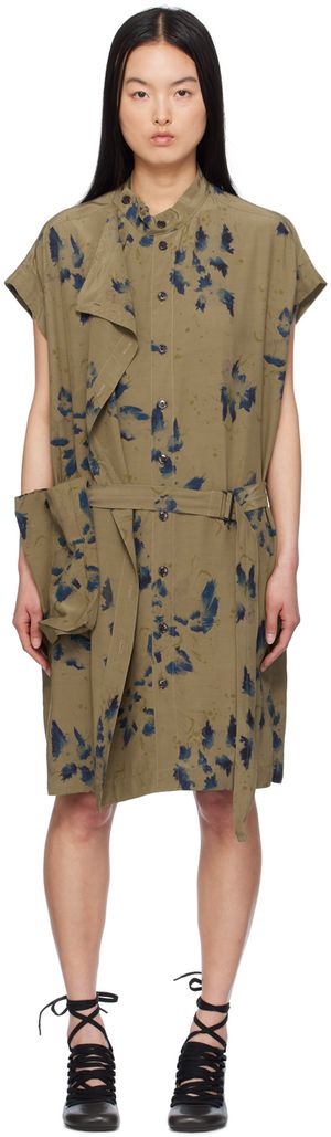 LEMAIRE Khaki Asymmetrical Minidress