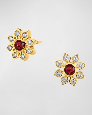 18K Mogul Flower Stud Earrings with Diamonds