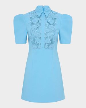 Skye Puff-Sleeve Embroidered Lace Mini Dress