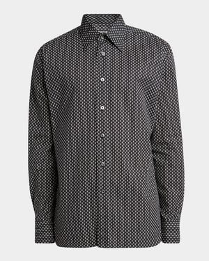 Men's Geometric Cotton Voile Sport Shirt