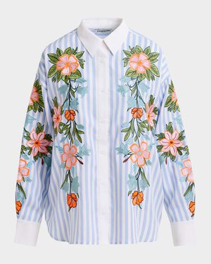 Hotswolds Embroidered Striped Shirt