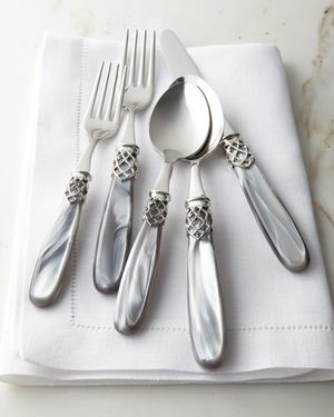 French Shine 20-Piece Flatware Service, Gray Pearl