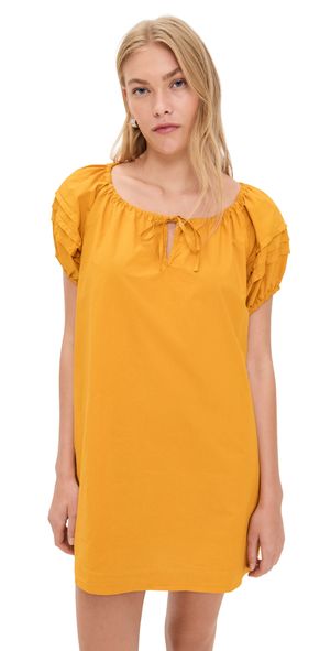 Alex Mill Rose Dress In Cotton Poplin Golden Yellow L