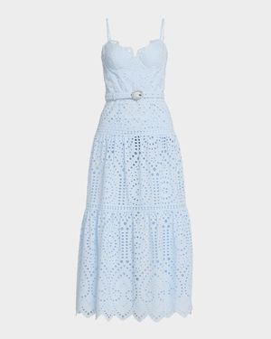 Zuria Belted Eyelet Maxi Dress