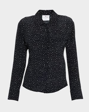 2-Pocket Medusa Crepe Button-Down Shirt