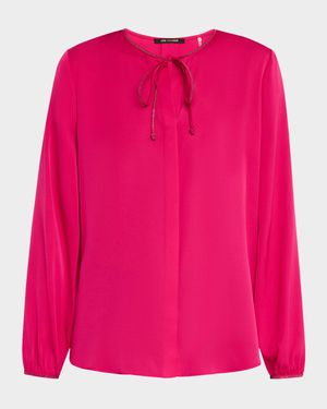 Eliza Chain-Trim Silk Blouse