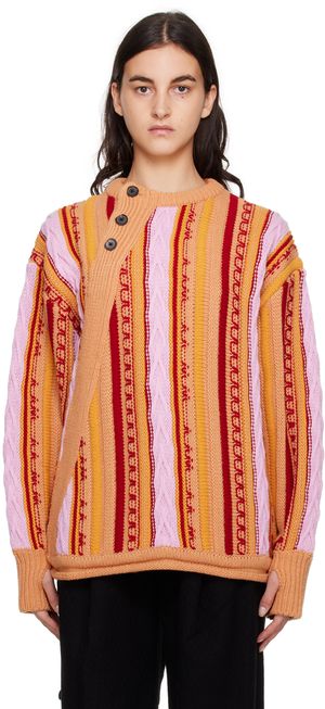 ADER error Orange Buttoned Sweater