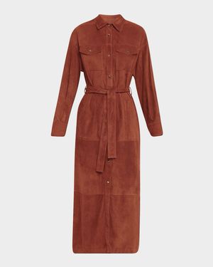 Suede Belted Midi Shirtdress