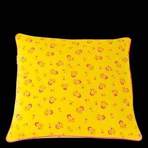 Petit Pan - Coussin imprimé fleuri en coton - Taille Unique - Jaune