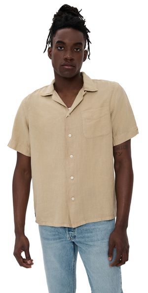 Polo Ralph Lauren Andy Slubbed Linen Camp Shirt Coastal Beige M