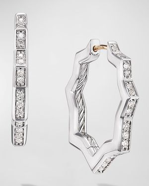 Stax Hoop Earrings with Diamonds in Silver, 2.6mm