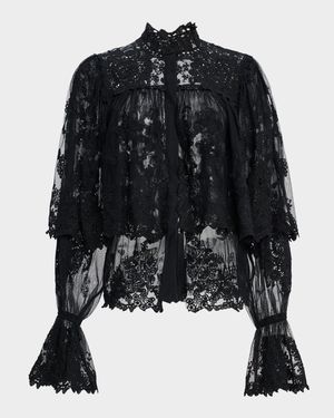 Kaylor Layered Embroidered Mesh Blouse