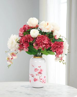 Wispy Mauve 25" Faux Floral Arrangement in Metal Vase