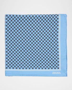 Men's Petite Geometric Floral Silk Pocket Square