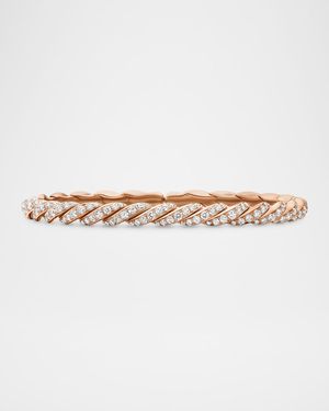 Sculpted Cable Flex Bracelet with Diamonds in 18K Rose Gold, 5mm