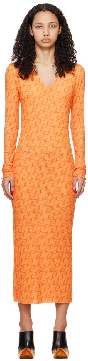 Jade Cropper Orange Printed Midi Dress