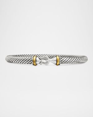 Cable Buckle Bracelet in Silver with 18K Gold, 5mm
