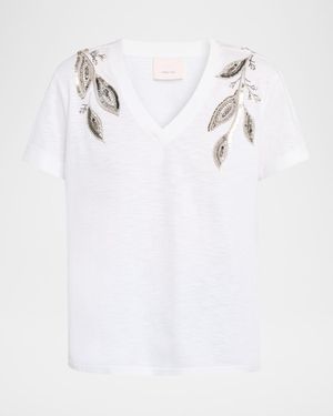 Bree V-Neck Beaded Paisley Tee