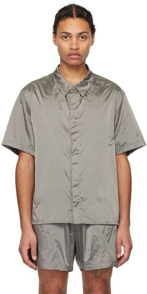 AMOMENTO Gray Spread Collar Shirt