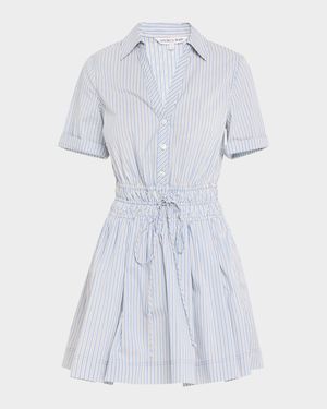 Susan Stripe Short-Sleeve Mini Dress