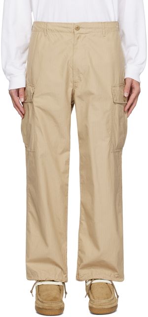 BEAMS PLUS Pantalon cargo beige à six poches
