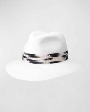 Henrietta Felt Fedora With Pearly Tie-Dye Band