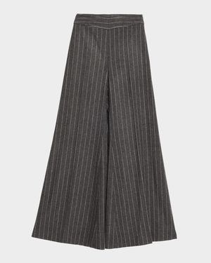 Diane Pinstripe Wool Wide-Leg Pants