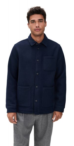Les Deux Jason Solid Wool Overshirt Dark Navy XL