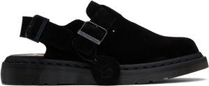 Dr. Martens Black Jorge Made In England Suede Slingback Mules