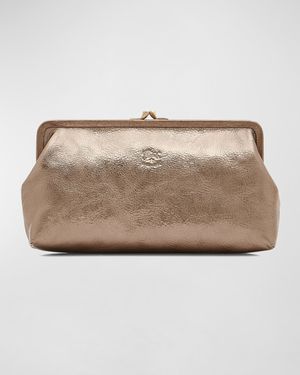 Classic Metallic Leather Clutch Bag