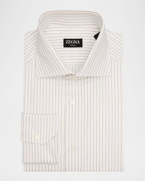 Men's Trecapi Cotton Narrow Double-Stripe Dress Shirt