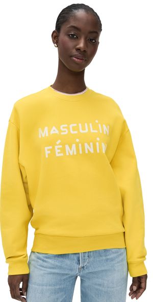 Clare V. Oversized Sweatshirt Citron w/ Cream M