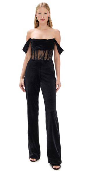 Retrofête Leni Velvet Lace Jumpsuit Black S
