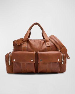 Men's Grained Calfskin Leisure Duffel Bag